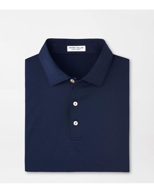 Peter Millar Blue Solid Performance Jersey Polo for men
