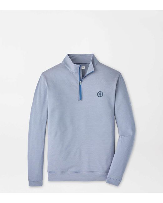 Peter Millar Blue The Open Perth Sugar Stripe Performance Quarter-Zip for men