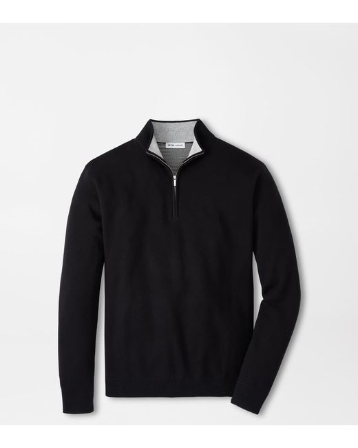 Peter Millar Black Coolspun Lite Cotton Quarter-Zip Jumper for men