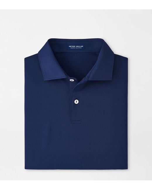 Peter Millar Blue Solid Performance Jersey Polo for men