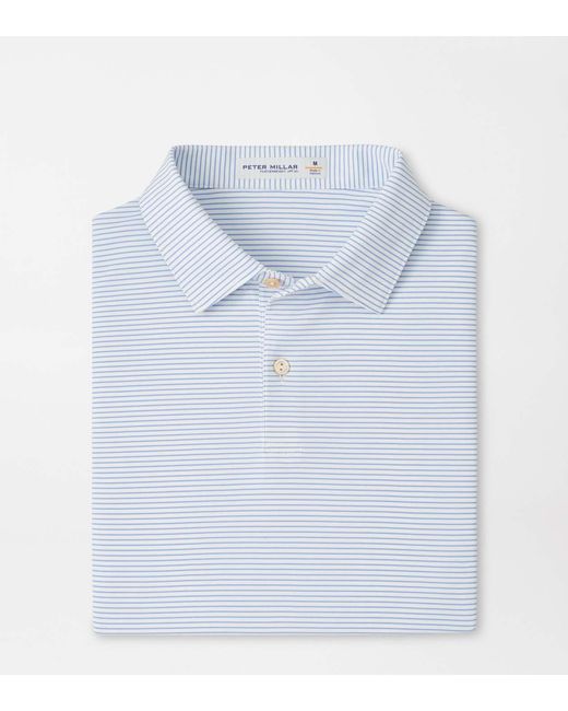Peter Millar Blue Featherweight Stripe Performance Polo for men