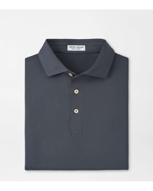 Peter Millar Blue Solid Performance Jersey Polo for men