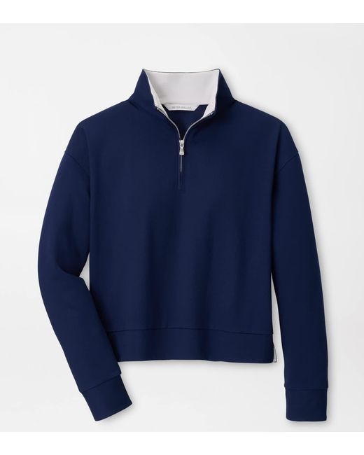 Peter Millar Blue Coolspun Lite Cotton Quarter-Zip Pullover