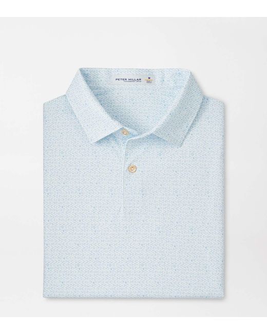 Peter Millar Blue Featherweight Hoops Performance Polo for men