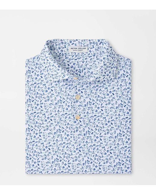Peter Millar Blue Wilkins Performance Jersey Polo for men
