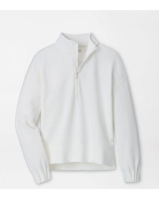 Peter Millar White Flora Knit Half-Zip Pullover