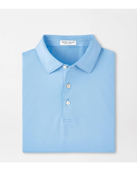 Peter Millar Blue Solid Performance Jersey Polo for men