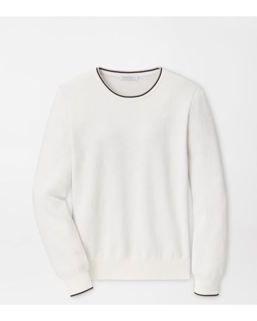 Peter Millar White Coolspun Lite Cotton Crewneck