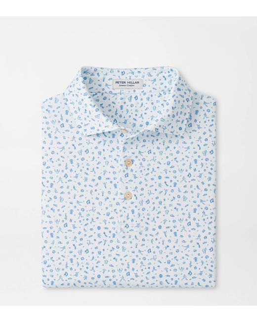 Peter Millar Blue Goalie Performance Jersey Polo for men