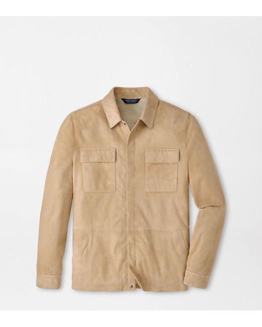 Peter Millar Natural Featherweight Suede Shirt Jacket for men