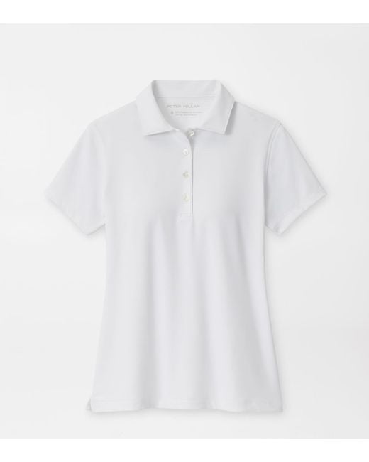 Peter Millar White Short Sleeve Button Polo