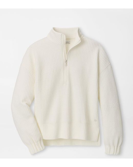 Peter Millar White Flora Knit Jacquard Half-Zip Pullover