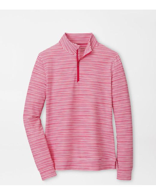 Peter Millar Pink Bunker Stripes Perth Performance Quarter-Zip