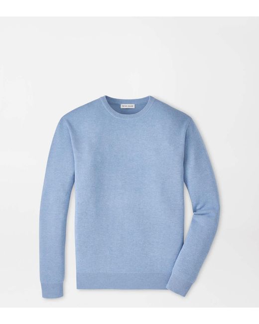 Peter Millar Blue Coolspun Lite Textured Crewneck Jumper for men