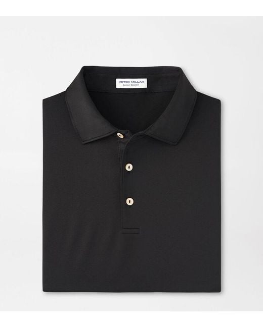 Peter Millar Black Solid Performance Jersey Polo for men