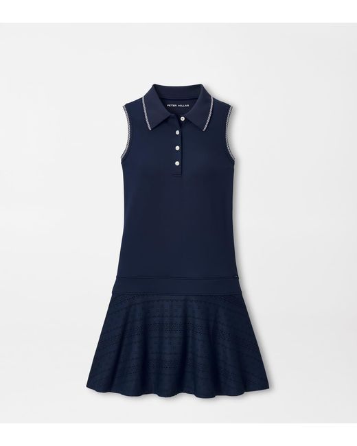 Peter Millar Blue Francoise Eyelet Drop Waist Dress
