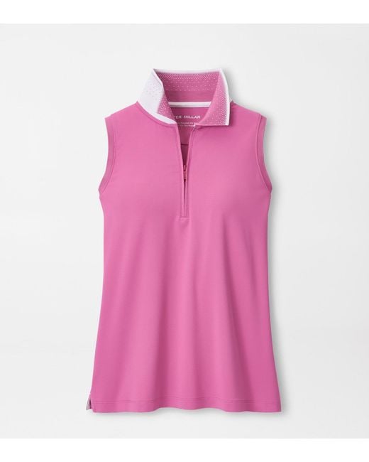 Peter Millar Pink Chrissie Sleeveless Zip Polo