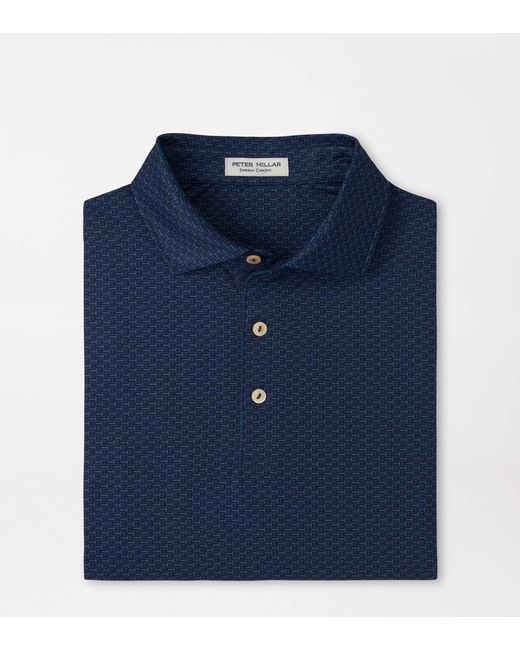 Peter Millar Blue Bunker Bar Performance Jersey Polo for men