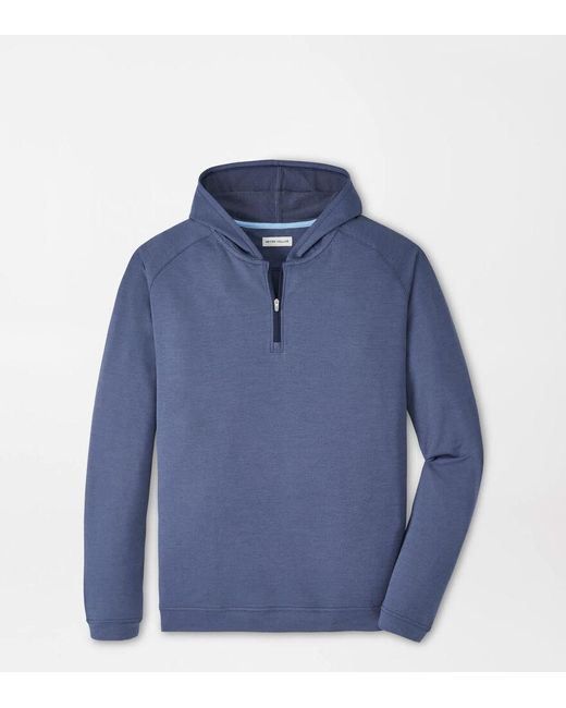 Peter Millar Blue Pine Performance Quarter-Zip Hoodie for men