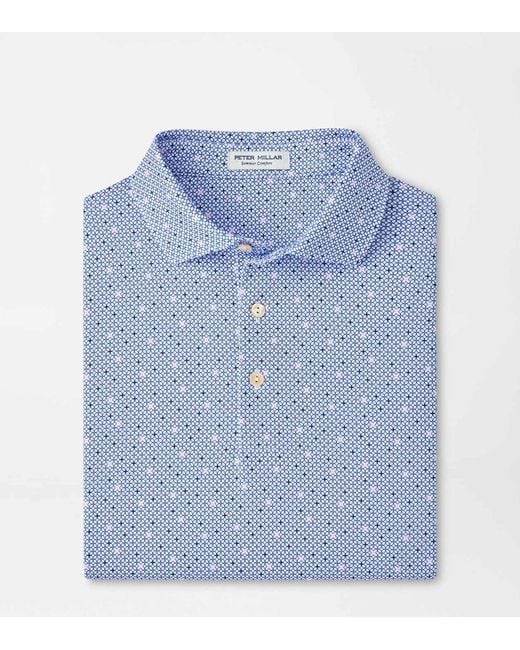 Peter Millar Blue Barrier Performance Jersey Polo for men