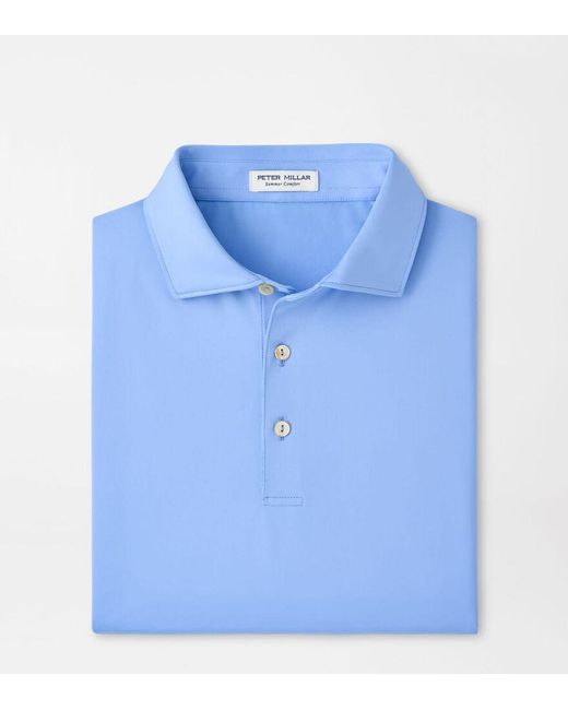 Peter Millar Blue Solid Performance Jersey Polo for men