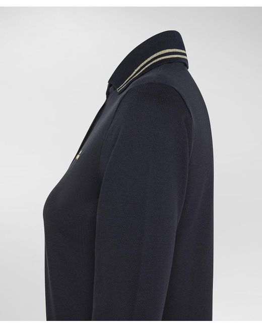 Peuterey Blue Schmales Poloshirt aus Baumwollmodal mit Lurex-Details
