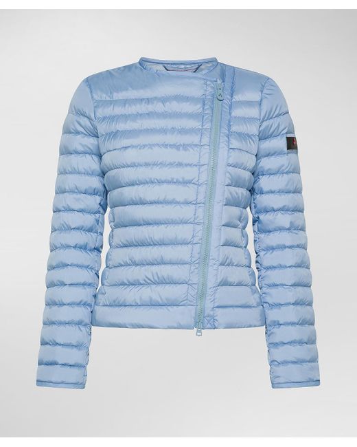 Peuterey Blue Taillierte Jacke mit schrägem Reißverschluss