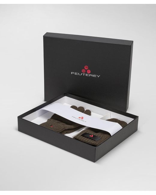 Peuterey Metallic Set aus Kaschmirmütze und Handschuhen