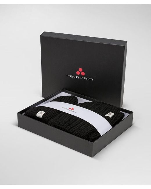 Peuterey Black Set aus Mütze und Schlauchschal aus Wollmischung