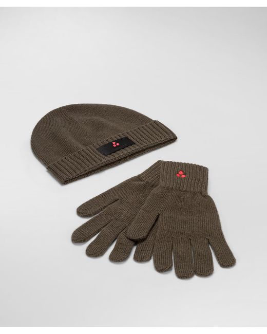 Peuterey Metallic Set aus Kaschmirmütze und Handschuhen