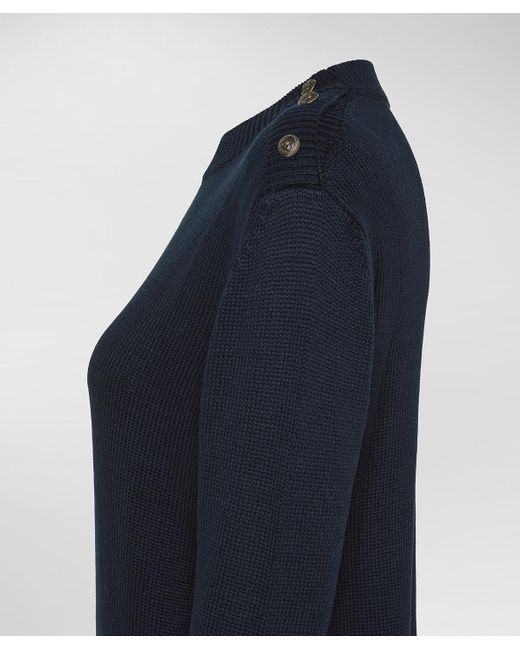 Peuterey Blue Pullover mit Stehkragen und Zierknöpfen