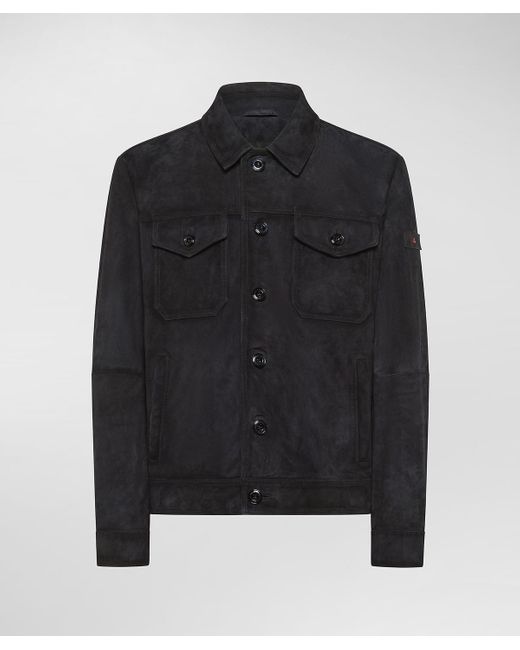 Peuterey Hemdjacke aus Wildleder mit Used-Effekt in Black für Herren