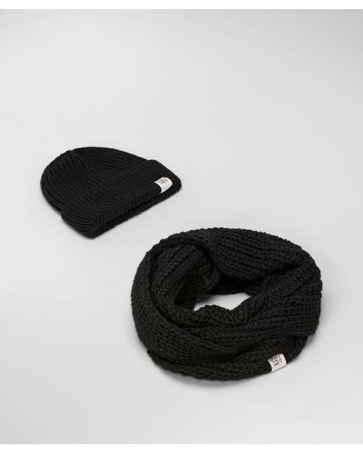 Peuterey Black Set aus Mütze und Schlauchschal aus Wollmischung