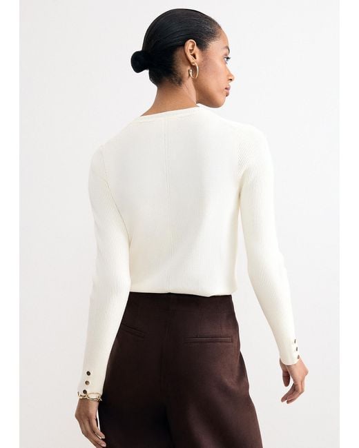 Phase Eight White Larissa Long Sleeve Layering Knit