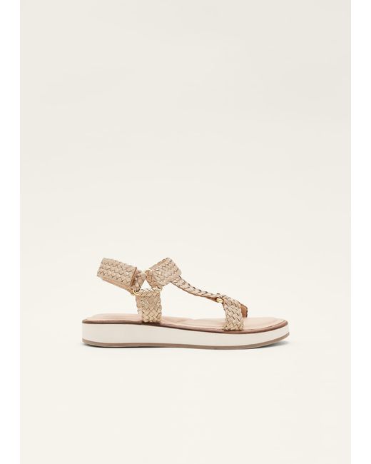 Phase Eight Natural Leather Weave Velcro Sandal
