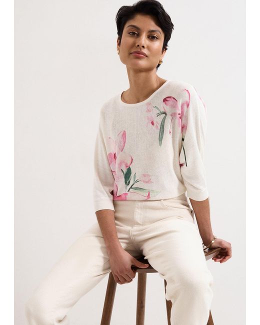 Phase Eight Natural Lorelei Floral Batwing Jumper