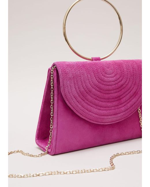 Phase Eight Pink 's Ring Handle Suede Mini Bag