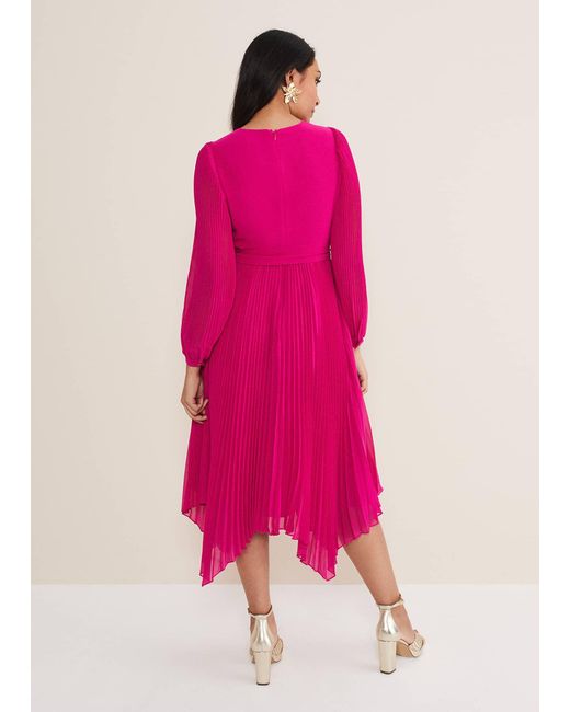 Phase Eight Pink Petite Petra Wrap Pleated Midi Dress