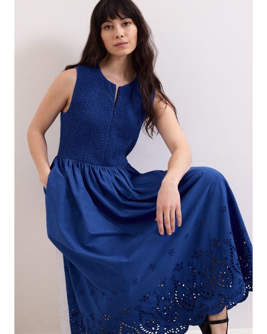 Phase Eight Blue Jade Jersey Broiderie Midi Dress