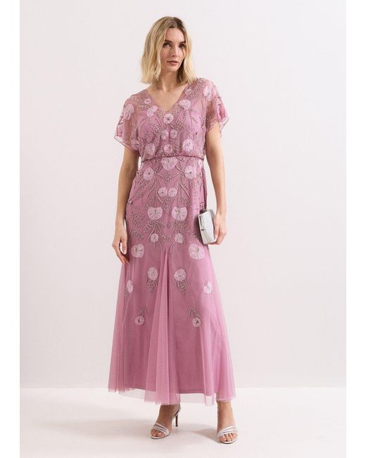 Phase Eight Pink Priya Beaded Maxi Dress