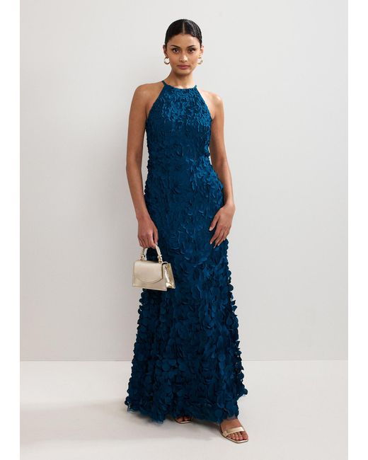 Phase Eight Blue Charlene Ruffle Dress