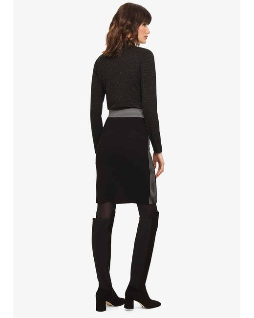 Phase Eight Black Melanie Tipped Mock Wrap Skirt