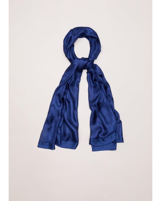 Phase Eight Blue Satin Trim Scarf