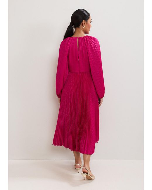 Phase Eight Pink Petite Faye Textured Pleat Dress