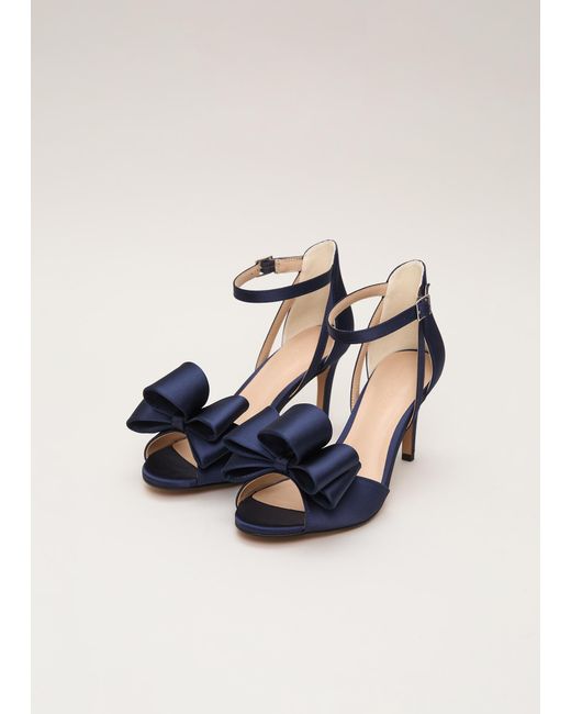 Phase Eight Blue Satin Bow Sandals