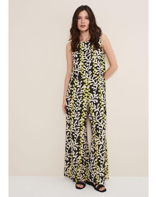 Phase Eight Natural 's Aubrey Abstract Wide Leg Jumpsuit