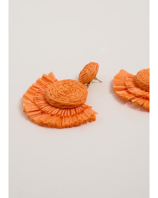 Phase Eight Orange Raffia Fan Earrings