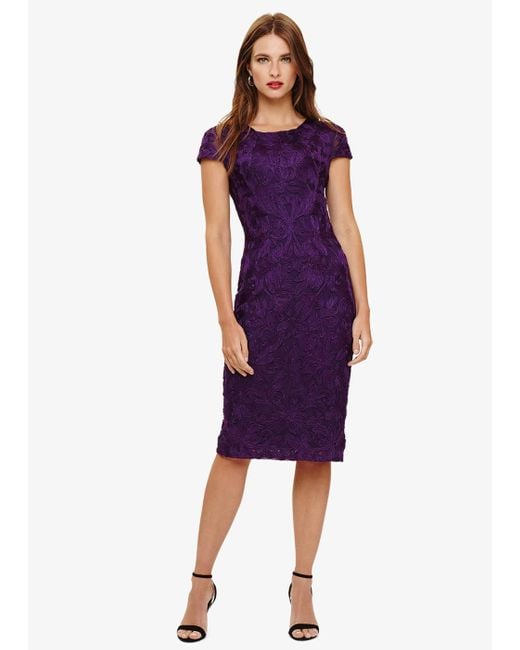 Phase Eight Purple 's Cordelia Tapework Lace Dress
