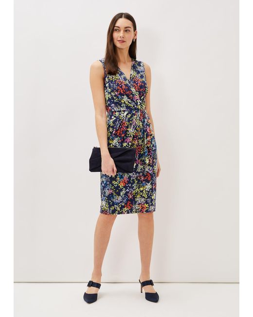 Phase Eight Blue Fenella Floral Jersey Dress