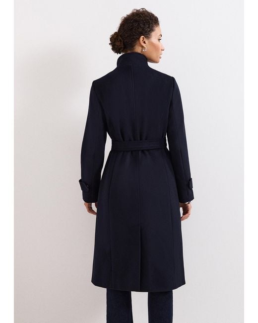 Phase Eight Blue Dakota Funnel Neck Coat